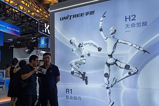 A humanoid robot attacks an engineer with flying kicks in China