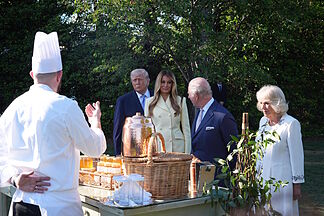 Donald Trump and Melania welcome King Charles III and Camilla for tea at the start of their historic visit to the United States