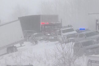 Over 100 vehicles involved in an accident due to a major winter storm in Michigan