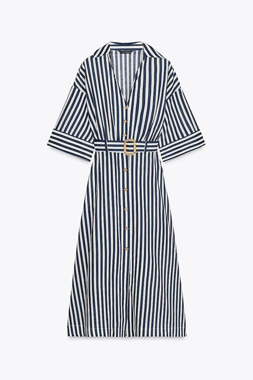 Striped Shirt Button Down Dress Zara BELTED STRIPED MIDI DRESS Navy White ZARA United States Striped Shirt Button Down Dress Zara BELTED STRIPED MIDI DRESS Navy White ZARA United States