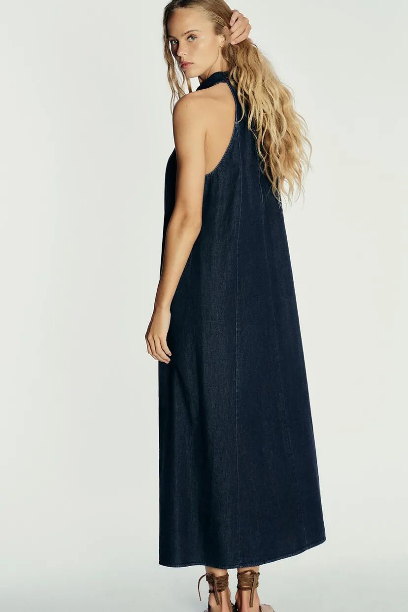 zara denim tunic dress Z1975 SHORT DENIM DRESS - Mid-blue