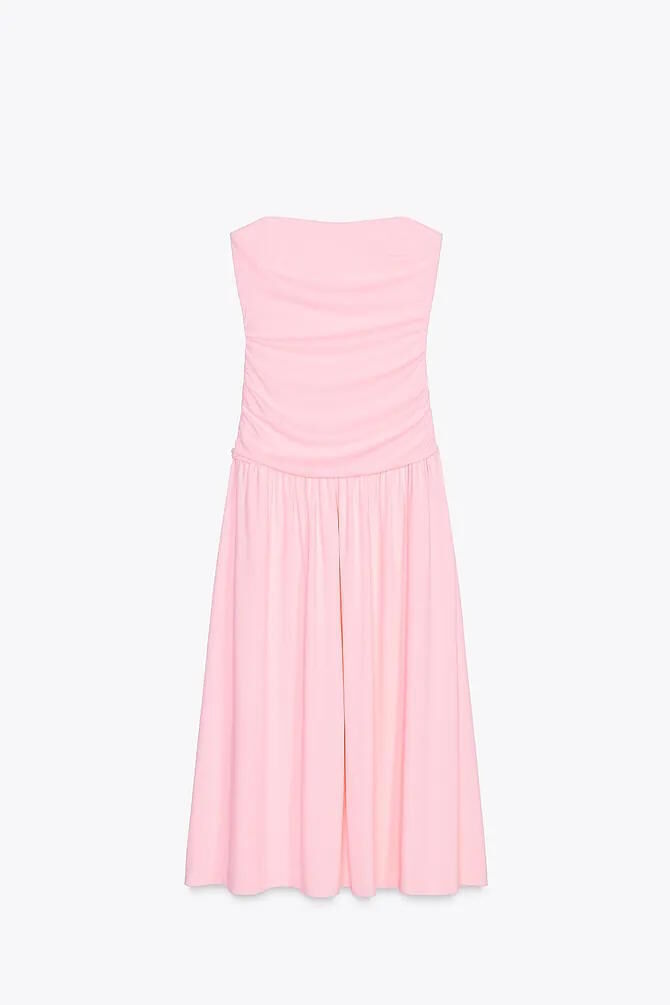 Zara strapless midi drop-waist dress - Foto 1 de 9