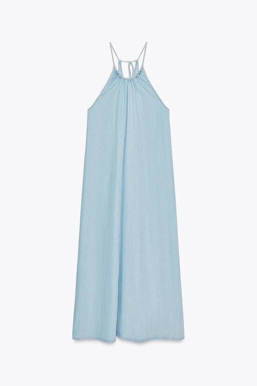 Loose-fitting midi dress with crochet details by Zara - Foto 1 de 9
