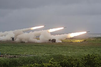 Taiwan fires rockets in China's direction from a US-supplied mobile launching system in drill